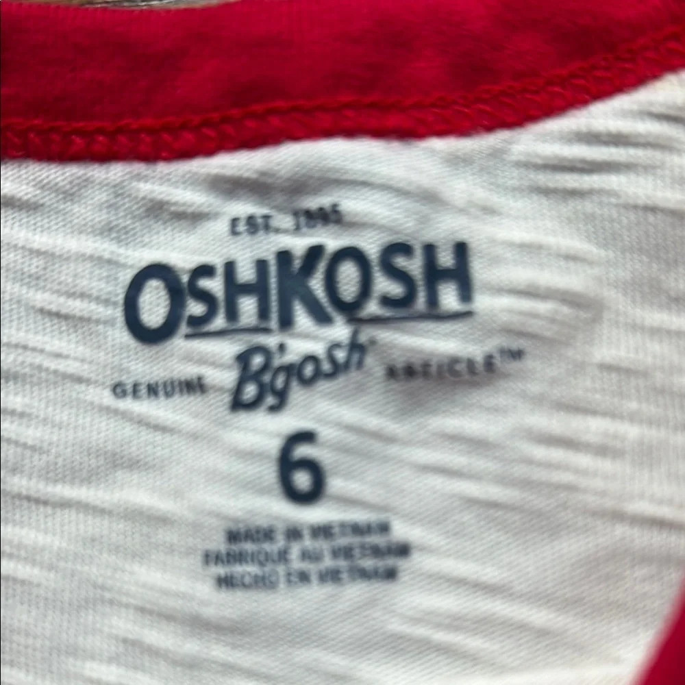 OshKosh B'gosh White and Red Baseball MVP Tee and champion athletic shorts
